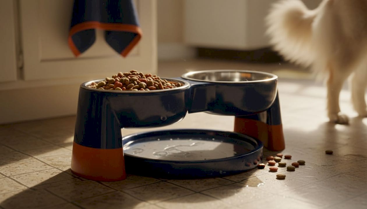 Close-up of elevated ant-resistant feeder