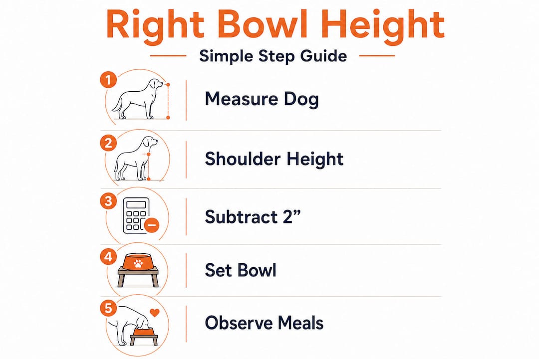 Vertical flow infographic on raised bowl height steps