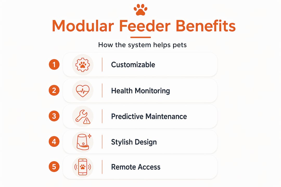 Infographic showing modular feeder benefits vertical flow