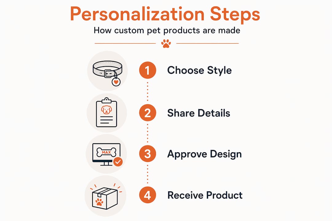 Infographic showing pet product personalization steps