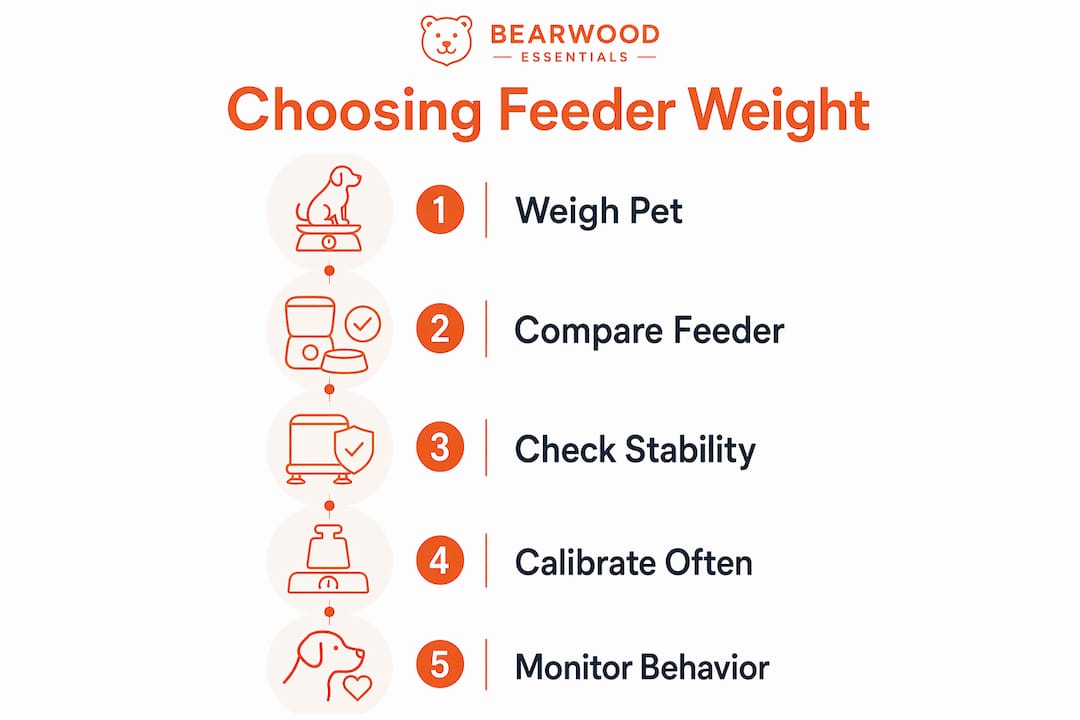 Infographic showing steps to select feeder weight for safety