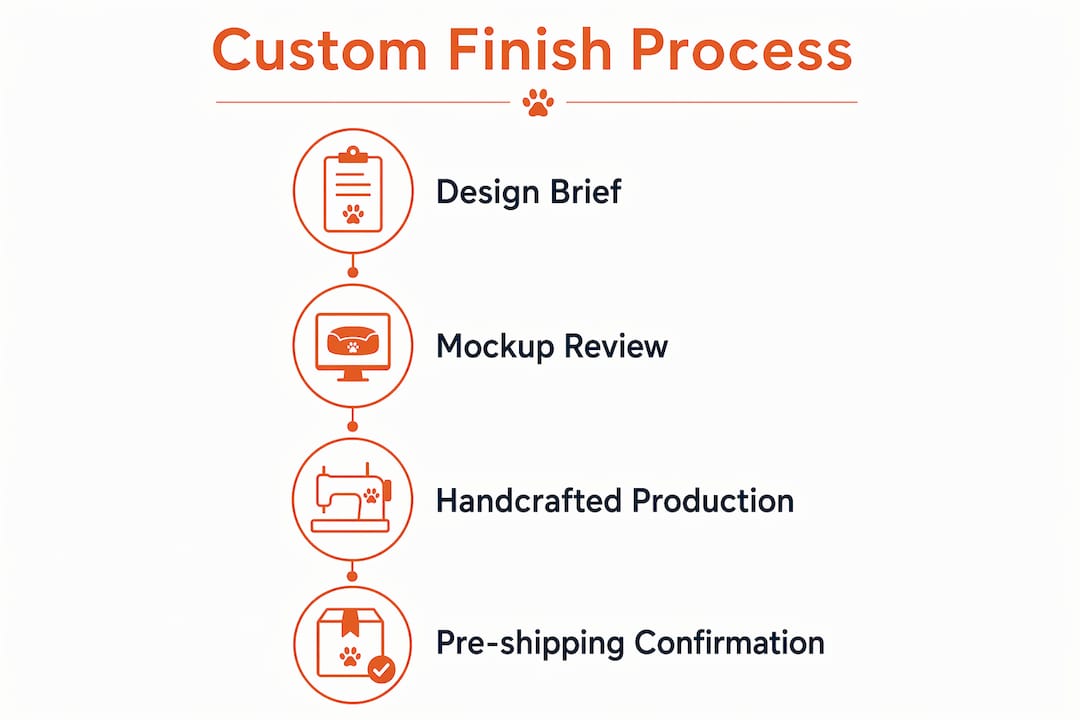 Infographic illustrating the four-stage custom finish ordering process