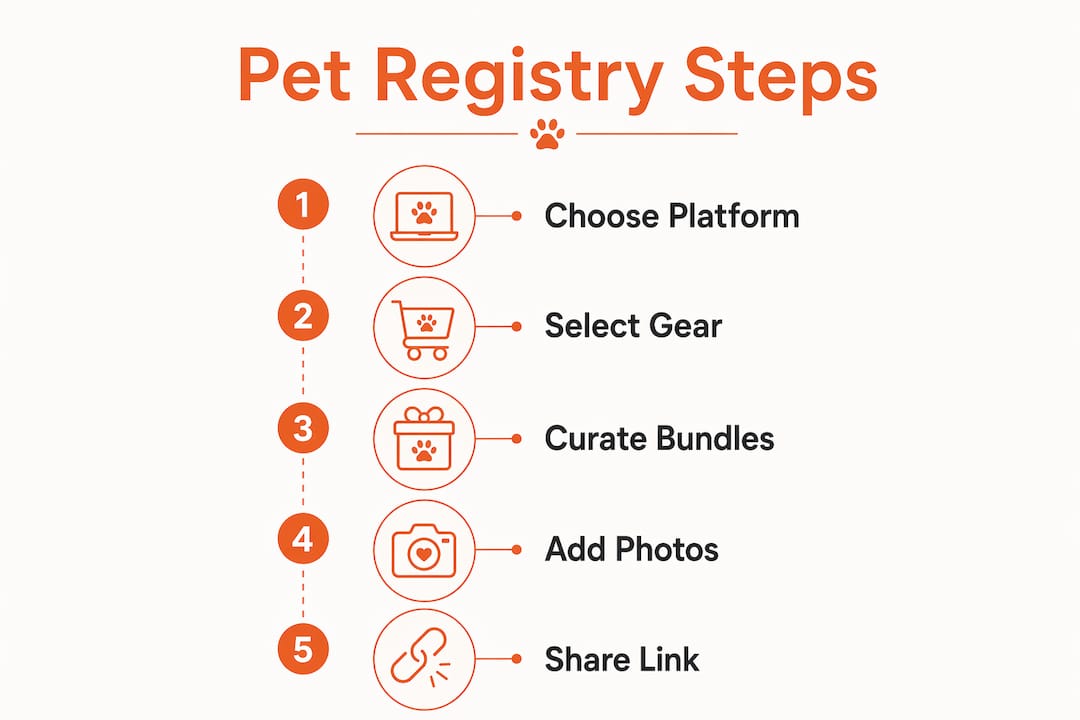 Infographic showing five steps to create a pet registry