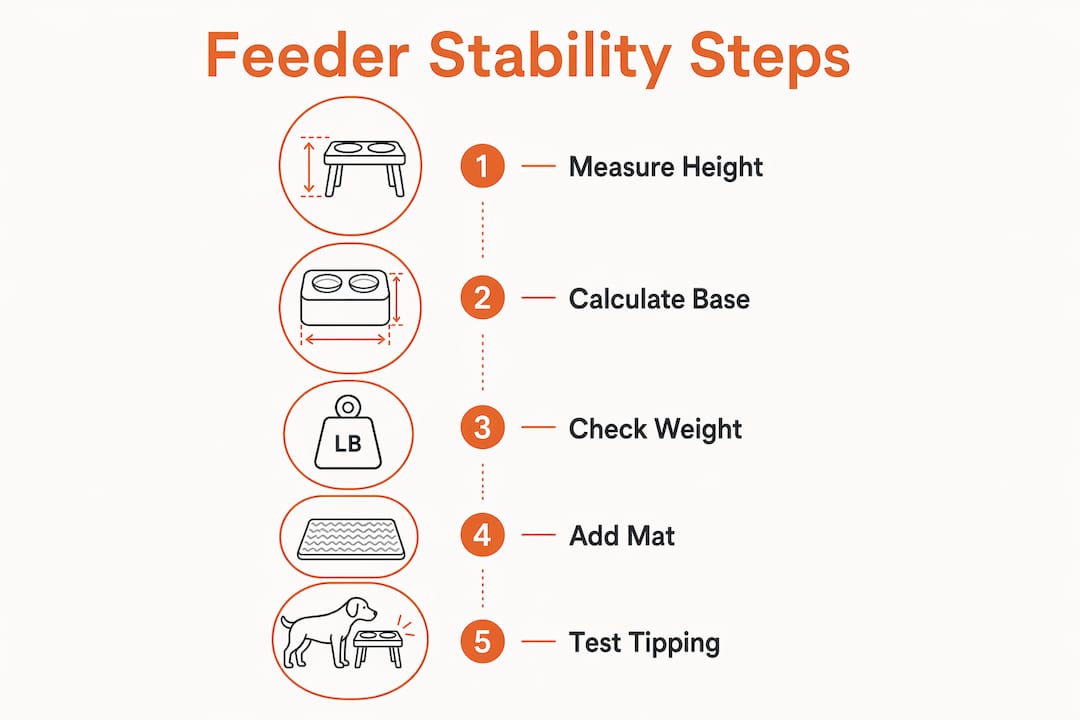 Infographic showing steps to prevent feeder tipping