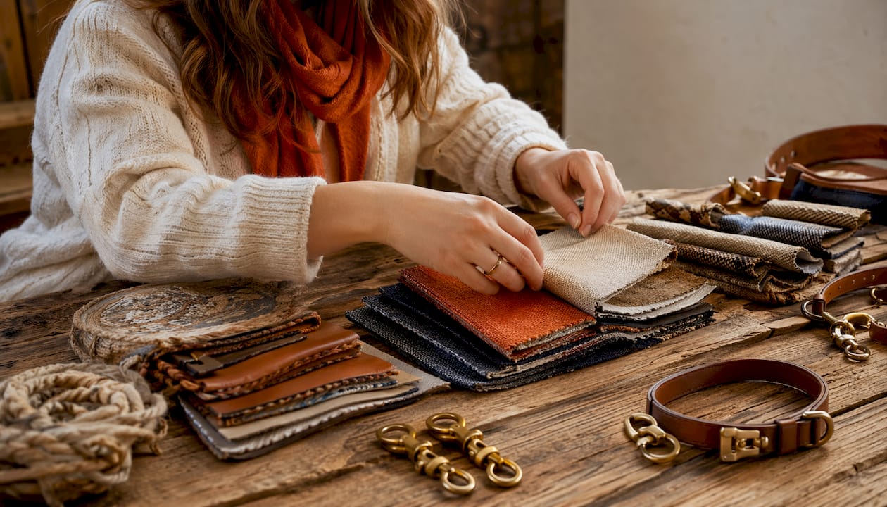 Artisan hands handling materials for pet products