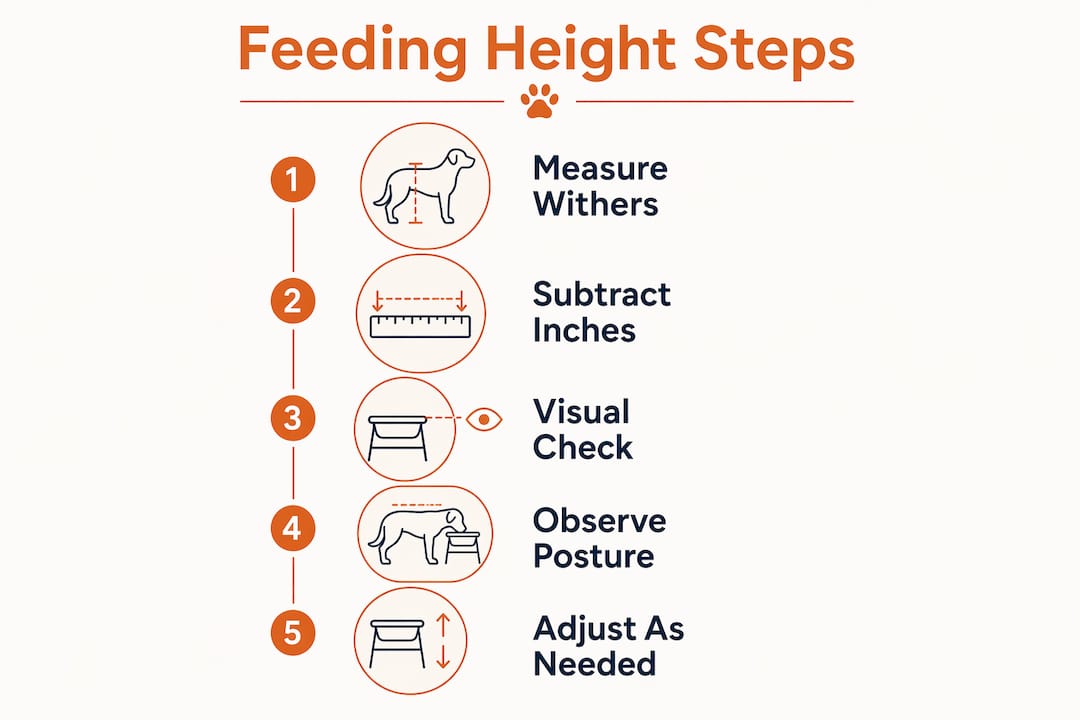 Infographic illustrating steps to measure feeder height