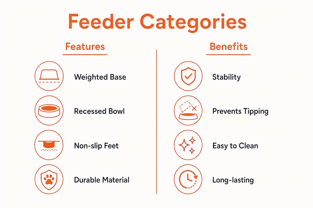 Infographic comparing dog feeder features and benefits