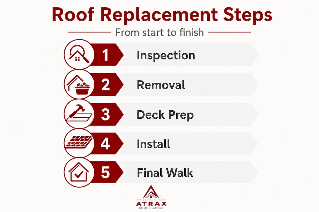 Infographic showing roof replacement steps