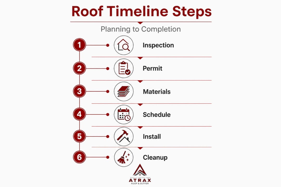 Infographic showing step-by-step roof replacement stages