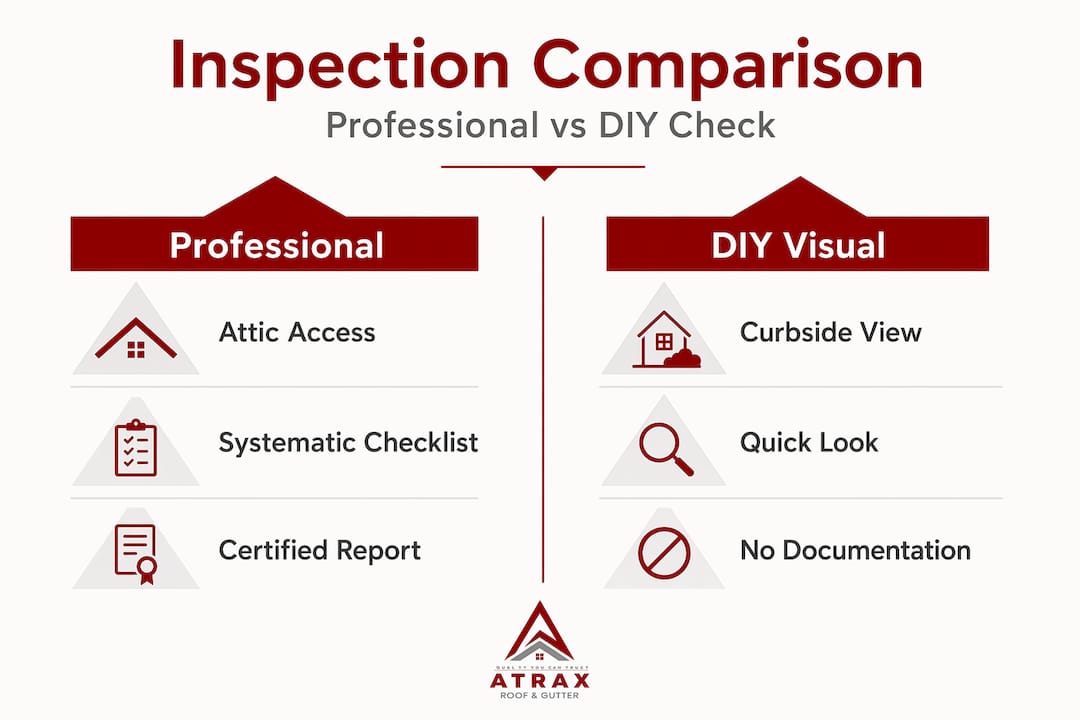 Infographic contrasts professional and DIY roof inspections