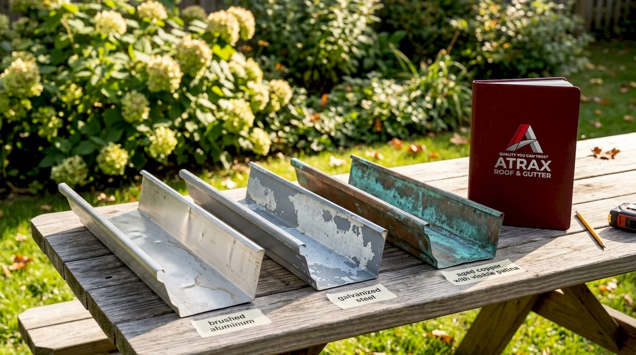 Comparing aluminum steel copper gutter samples