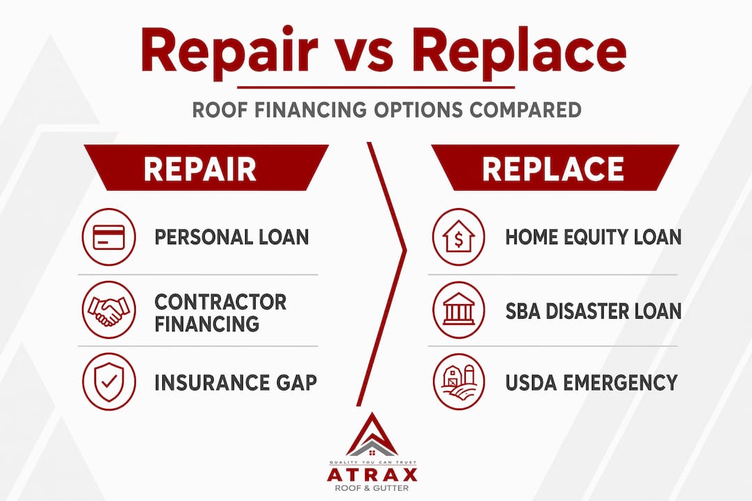 Infographic comparing repair versus replacement financing
