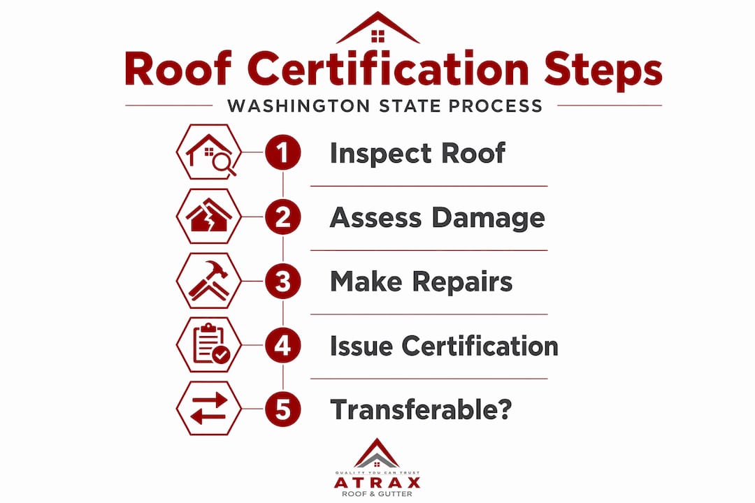 Infographic showing steps for roof certification in Washington