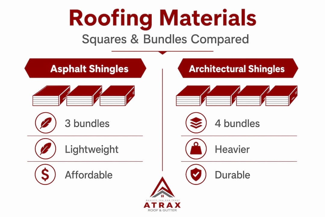 Infographic comparing asphalt vs architectural shingles per square