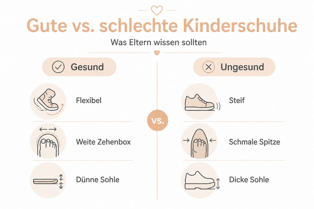 Infografik: Woran erkennt man gesunde und ungesunde Kinderschuhe?