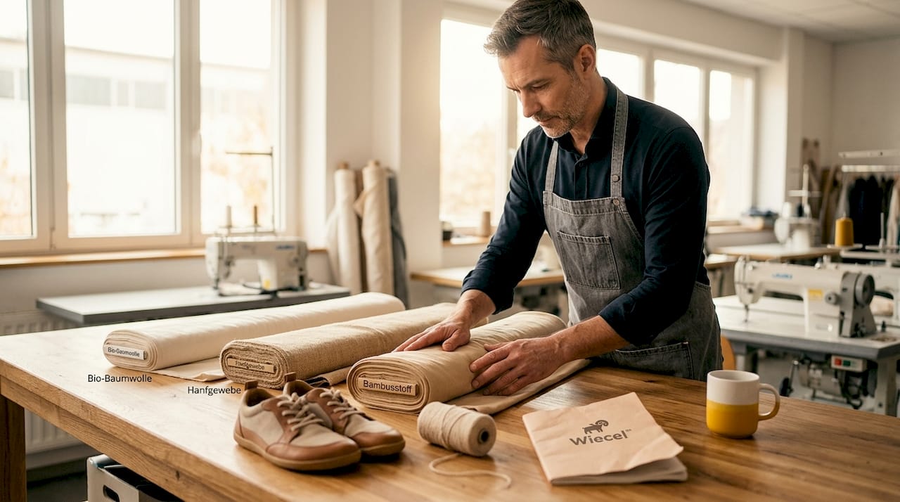 Eine Fachkraft untersucht textile Proben biologischen Ursprungs.