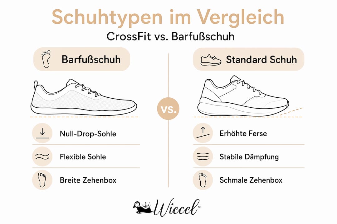 Infografik: Barfußschuhe vs. klassische CrossFit-Schuhe im Vergleich