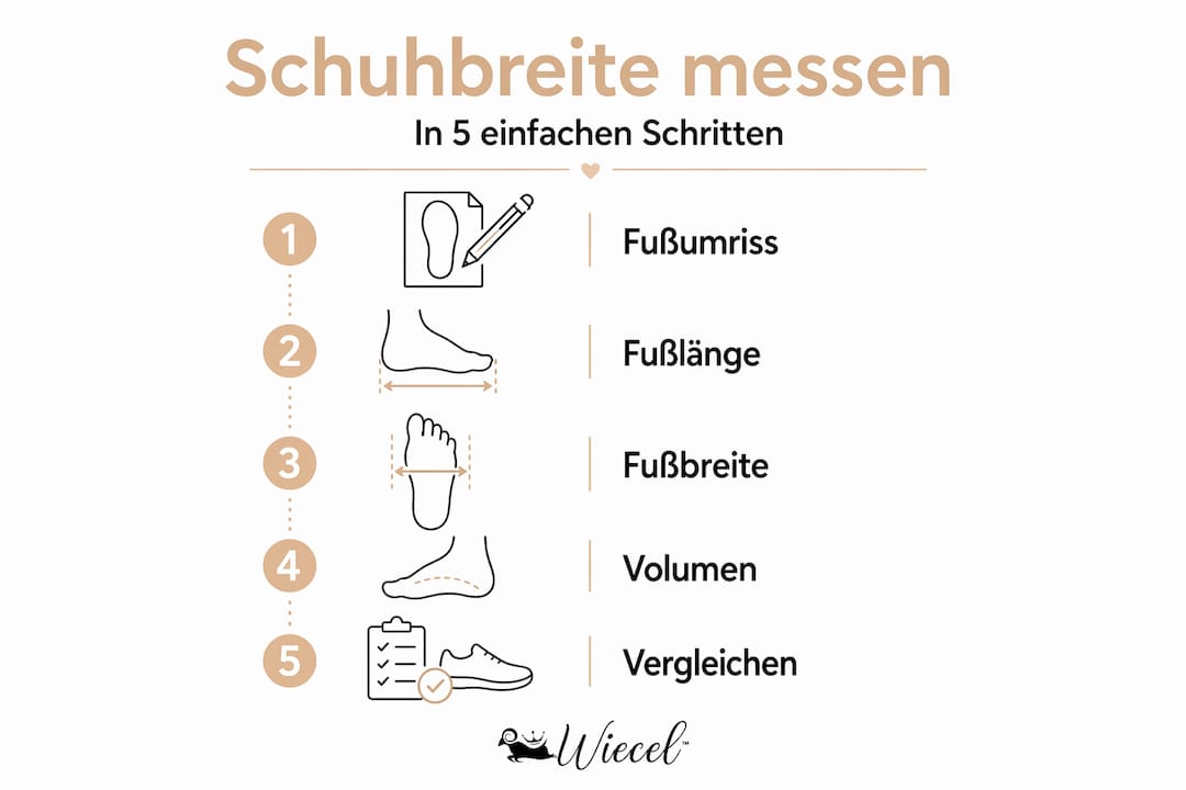 Infografik: So ermittelst du die richtige Schuhweite – fünf einfache Schritte