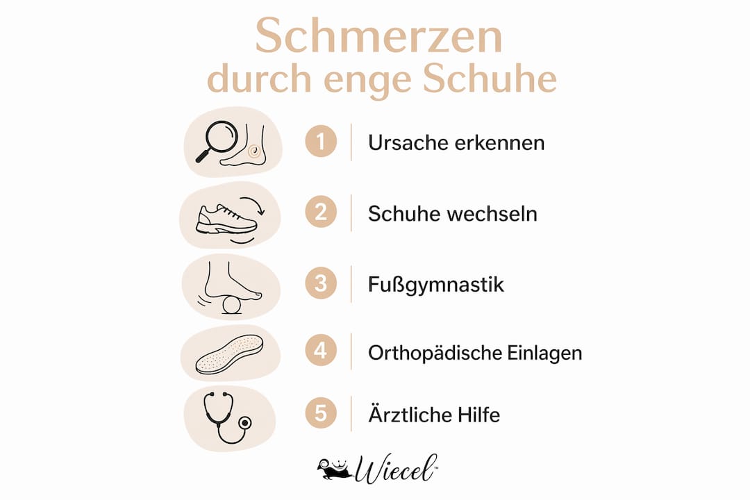 Infografik: 5 praktische Tipps, wie du Schmerzen durch zu enge Schuhe vermeidest