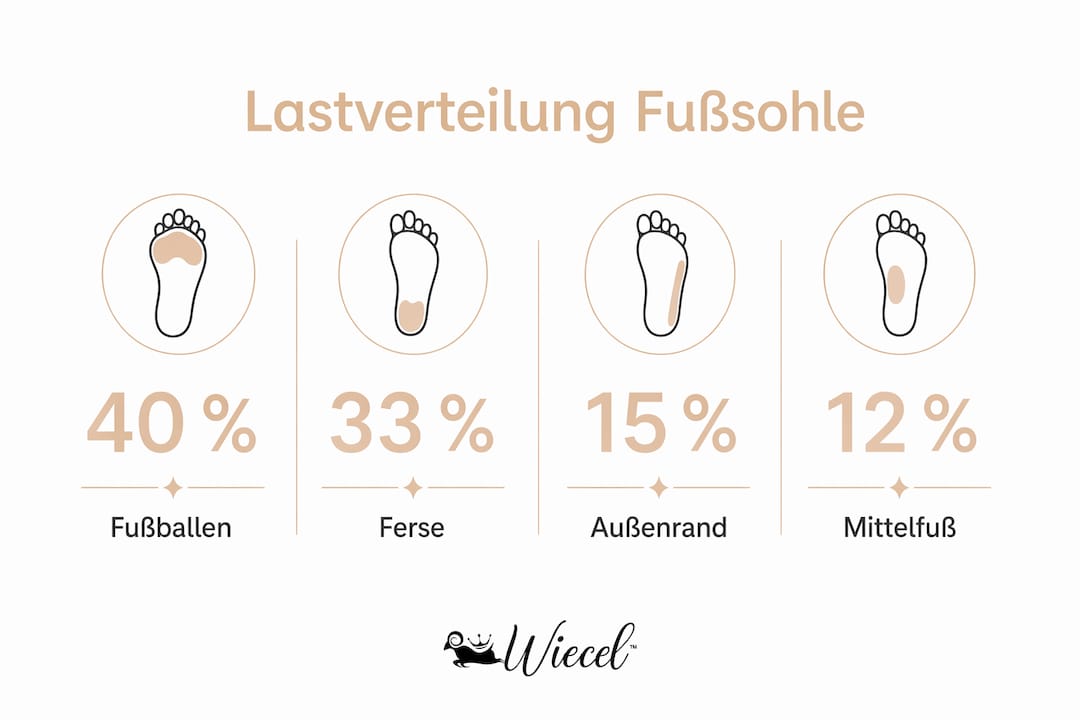 Grafische Darstellung der prozentualen Belastungsverteilung auf den Fußsohlen