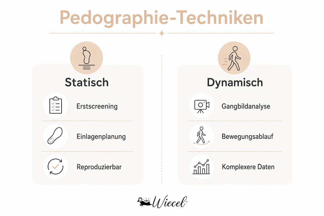 Grafische Übersicht: Statische versus dynamische Methoden der Pedographie im direkten Vergleich