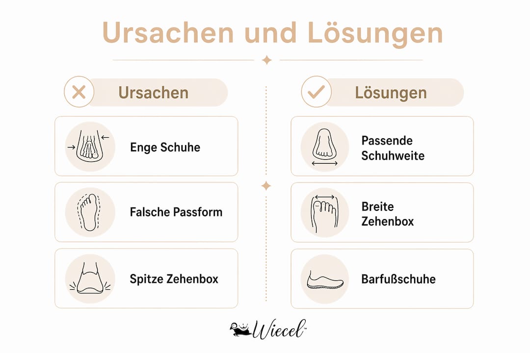 Grafik: Häufige Auslöser von Zehenschmerzen und was dagegen hilft