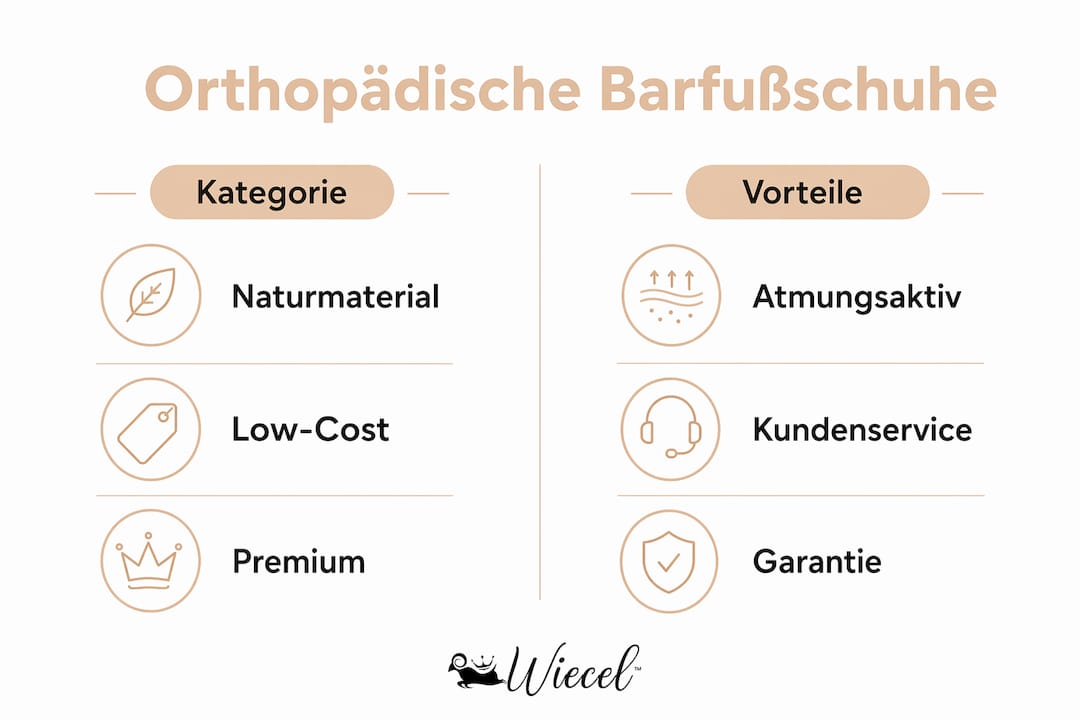 Übersichtsgrafik: Die wichtigsten Barfußschuh-Typen im orthopädischen Vergleich