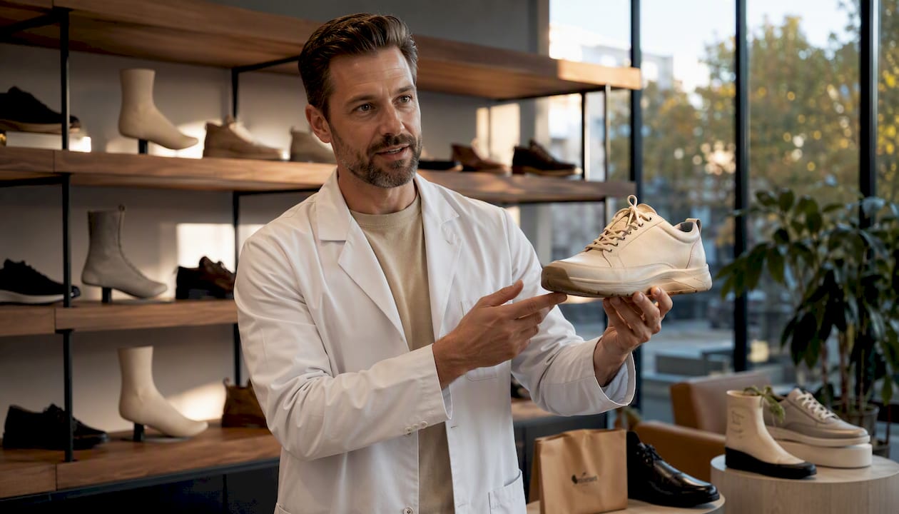 Ein Orthopäde setzt in seiner Praxis auf Wiecel Barfußschuhe und empfiehlt sie seinen Patienten.