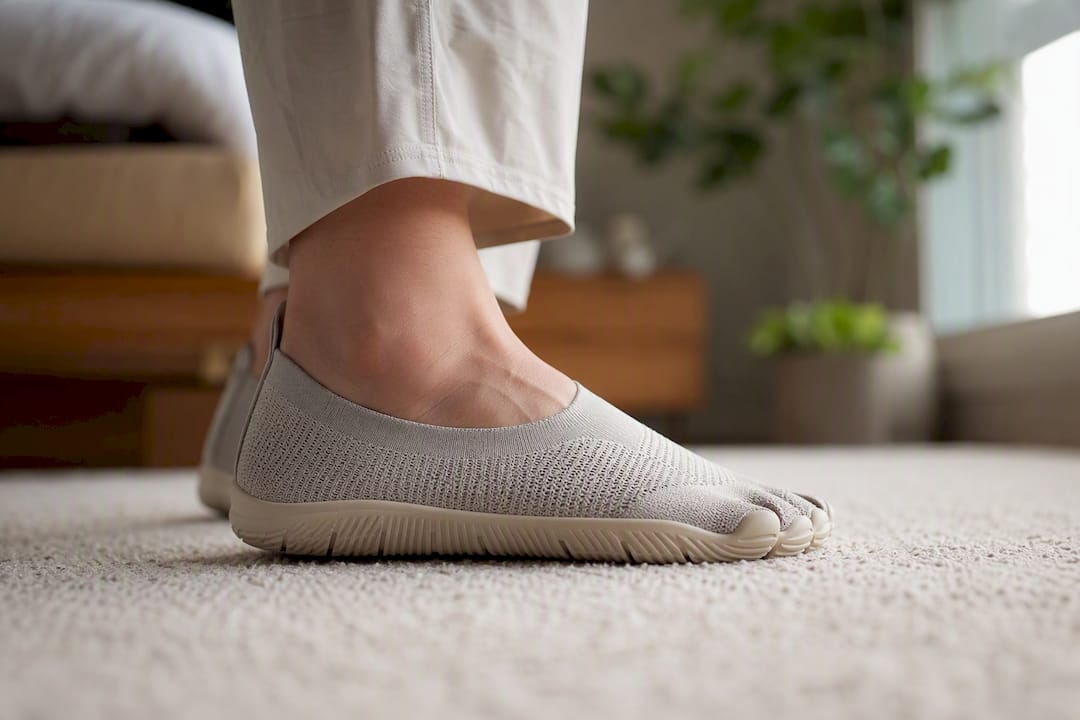 Detailaufnahme einer besonders flexiblen Barfußschuh-Sohle