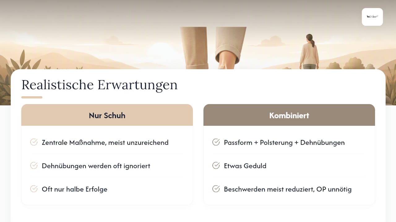 Praxiserfahrung: Realistische Erwartungen an Schuhe und Hilfsmittel — overview diagram