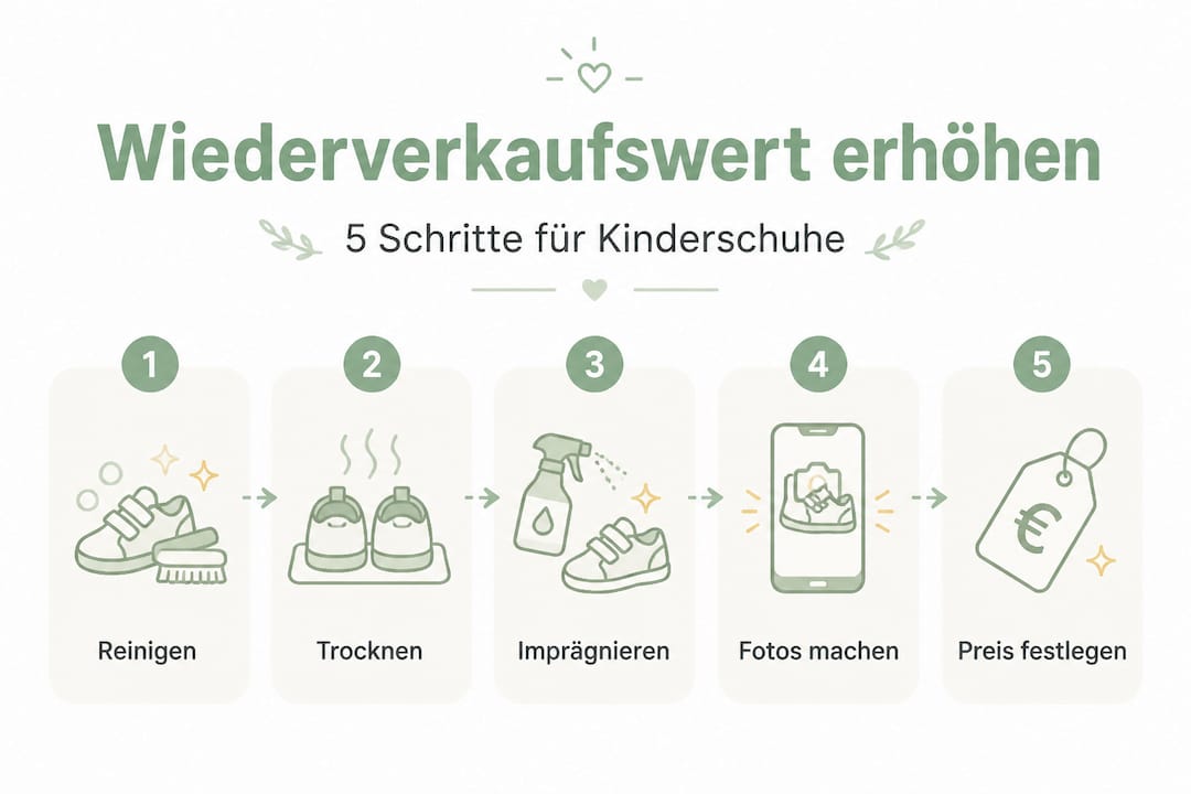 Infografik: In 5 Schritten zum optimalen Wiederverkaufswert von Kinderschuhen