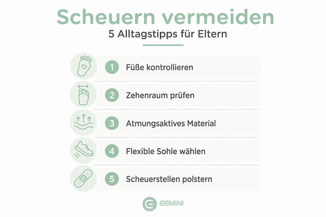 Infografik: 5 clevere Tricks, damit Kinderschuhe nicht unangenehm reiben