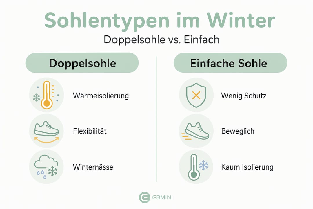 Infografik: Doppelte Sohle oder einfache Sohle – ein Vergleich