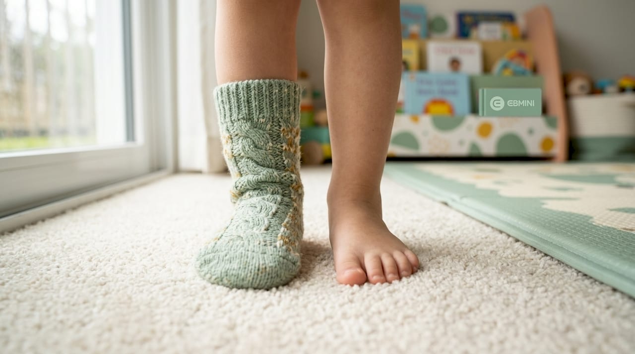 Wie verändert sich der Kinderfuß, wenn er Socken trägt – ein Vergleich zwischen nacktem und besocktem Fuß.