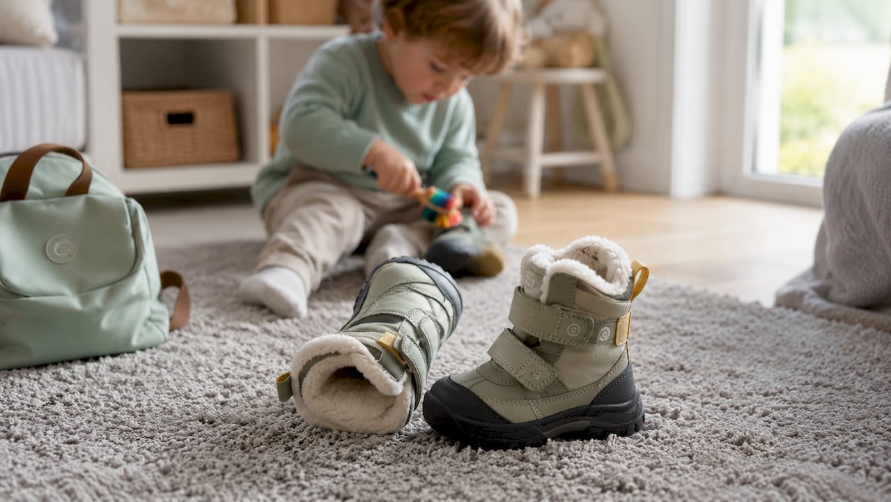 Detailansicht wasserdichter Kinderschuhe und Tipps zur richtigen Pflege