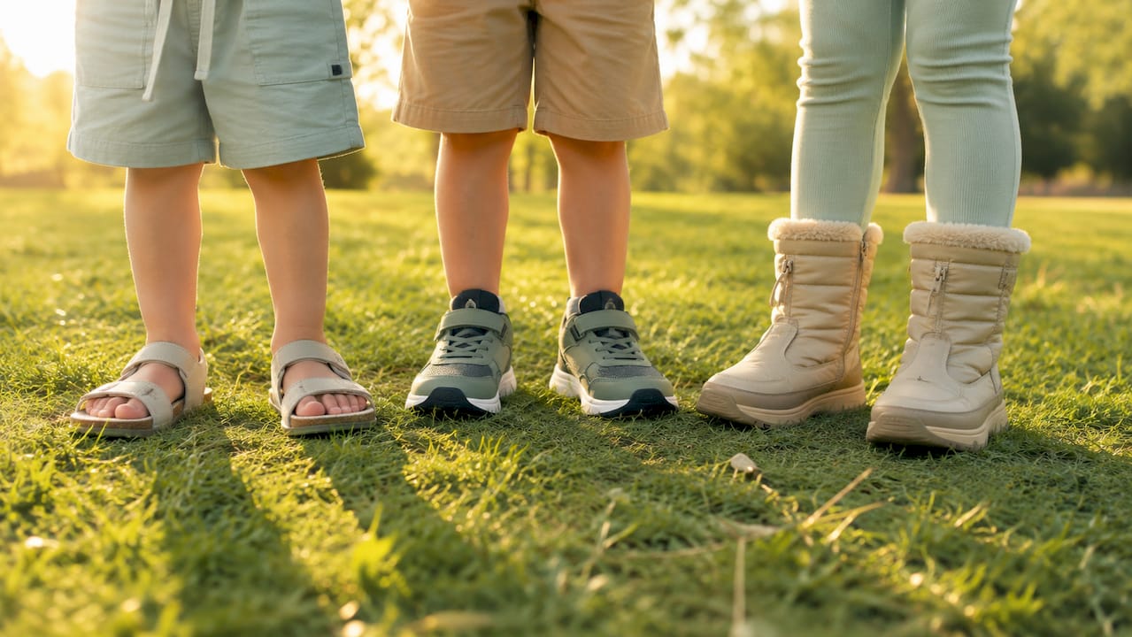 Drei passende Kinderschuhtypen für jedes Wetter