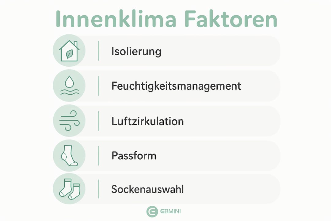 Infografik: Welche Faktoren bestimmen das Klima im Inneren von Winterschuhen?