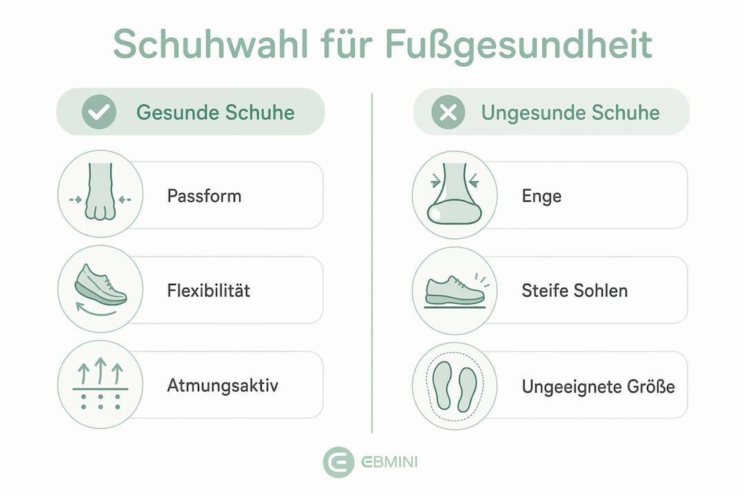 Infografik: Gesunde vs. schädliche Schuhe im Vergleich