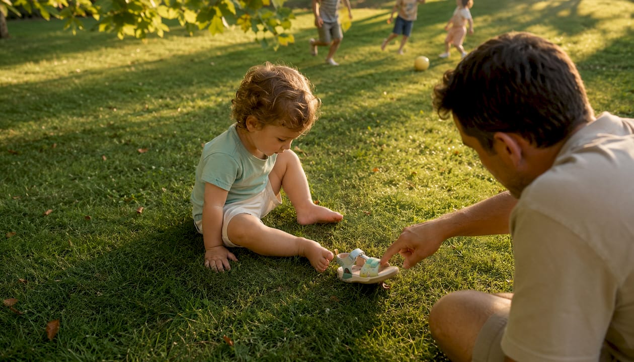 Detailansicht der flexiblen Sohle einer Kindersandale