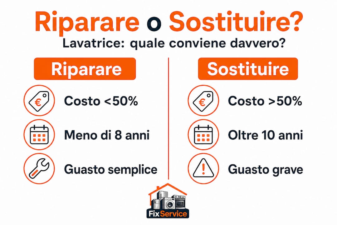 Infografica: meglio riparare o cambiare la lavatrice?
