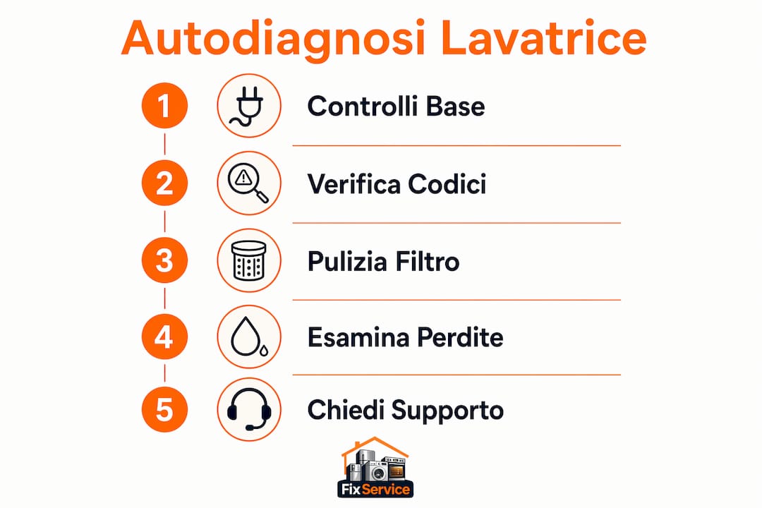 Infografica: come controllare da soli il funzionamento della lavatrice passo dopo passo