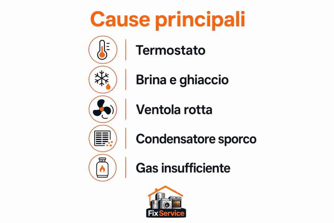 Infografica: le cause più comuni per cui il frigorifero non raffredda come dovrebbe