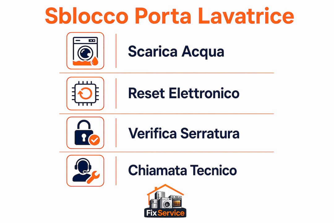 Infografica: come sbloccare la porta della lavatrice, passo dopo passo