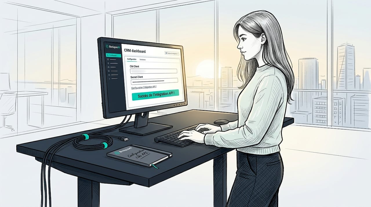 Un informaticien en train de paramétrer l’intégration de l’API du CRM