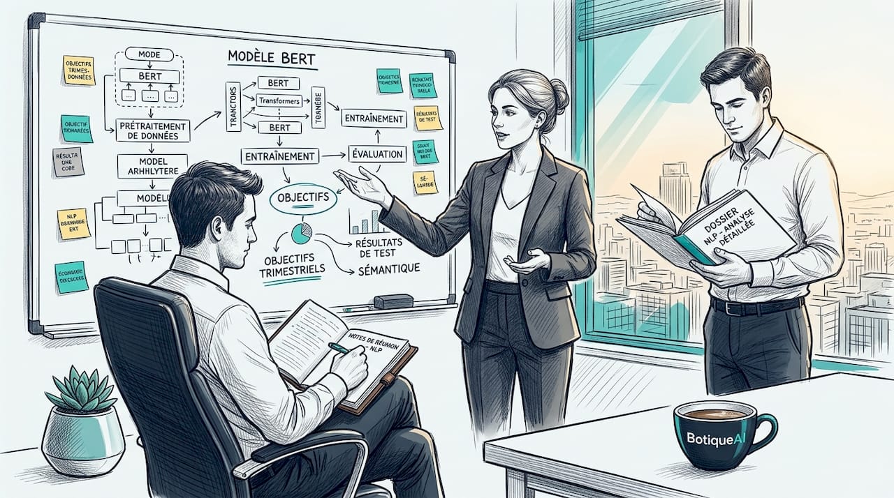 Responsable de projets NLP lors d’une réunion de travail collaborative