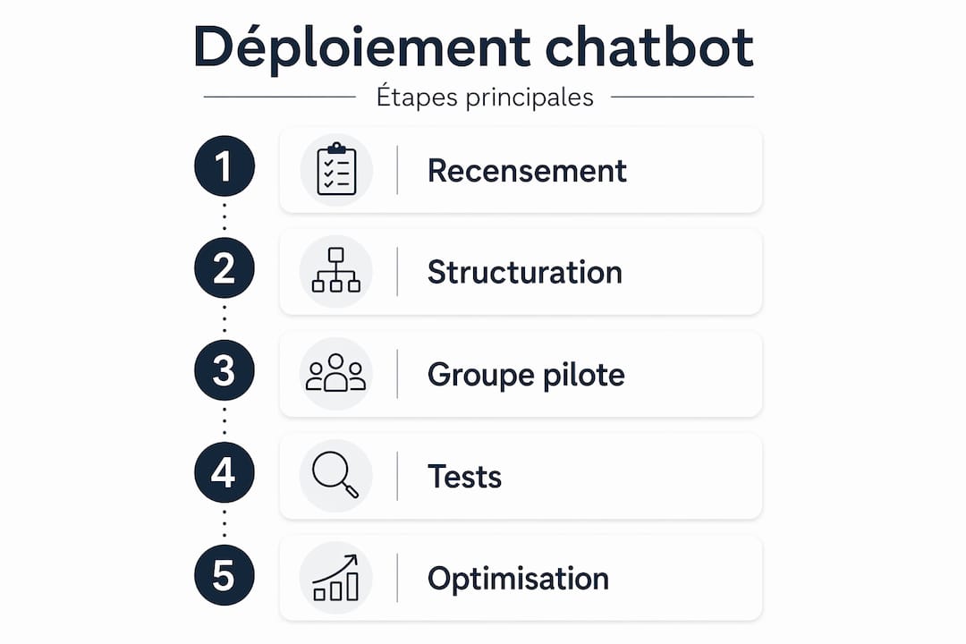 Infographie verticale : les étapes clés pour mettre en place un chatbot