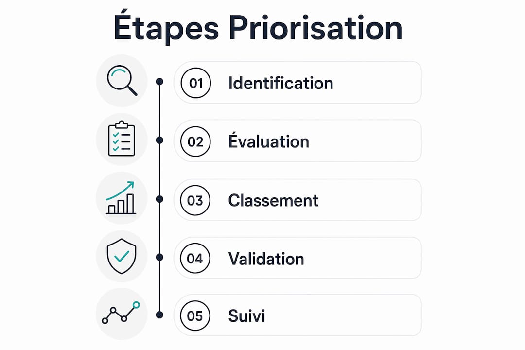 Schéma illustrant les différentes étapes pour hiérarchiser les cas d’usage de l’intelligence artificielle