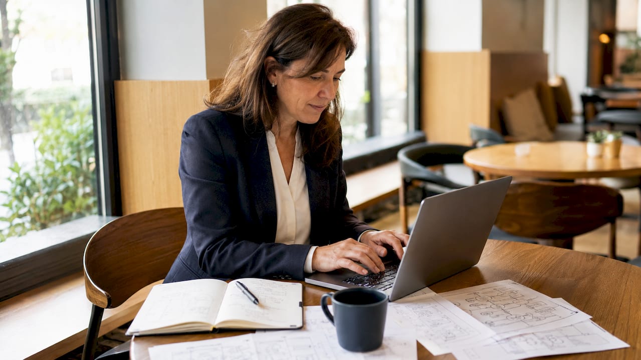 Une cheffe d’entreprise en pleine conception d’un agent intelligent basé sur l’IA
