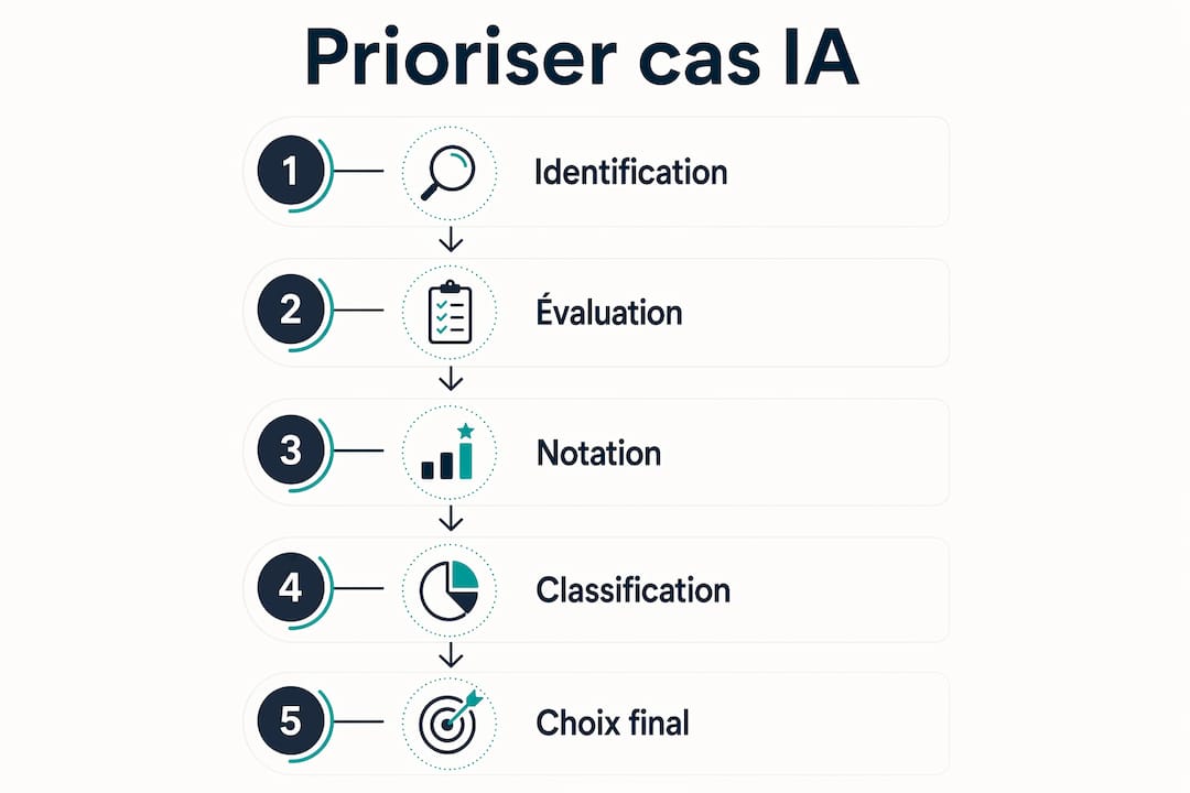 Infographie : les différentes étapes pour prioriser les cas d’usage de l’IA