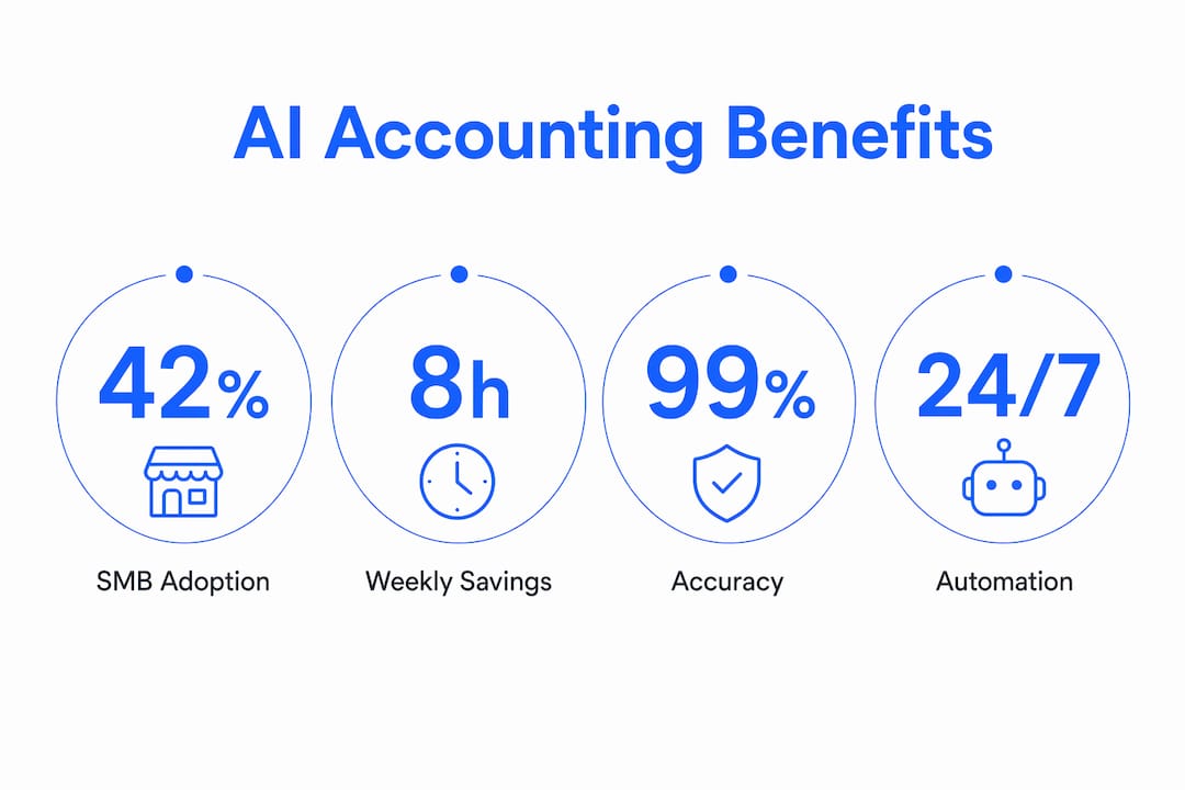 Infographic highlighting key AI accounting statistics for SMBs